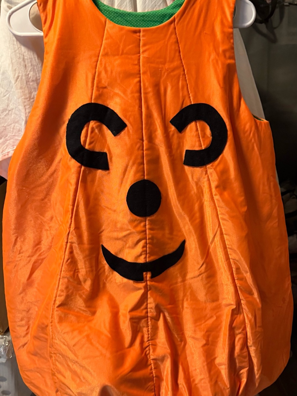 Sm Adult/Kid - Orange Pumpkin Face Costume - Unbranded